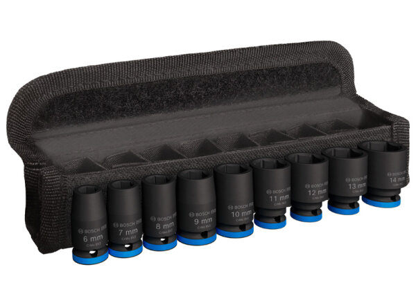 Bosch PRO Impact Socket Set, 1/4", Standard, 9-tlg.