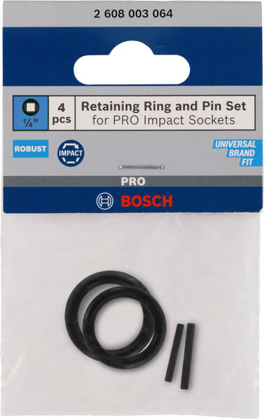 Bosch Haltering und Stift für PRO Impact Steckschlüsseleinsätze, 1/4", 4-tlg.