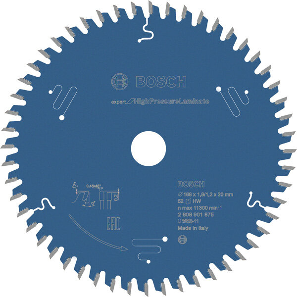 Bosch Expert for High Pressure Laminate Kreissägeblatt, 168x20x1.8/1.2 mm, 52 Zähne