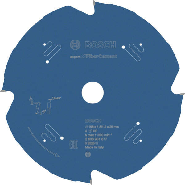 Bosch Expert for Fiber Cement Kreissägeblatt, 168x20x1.8/1.2 mm, 4 Zähne