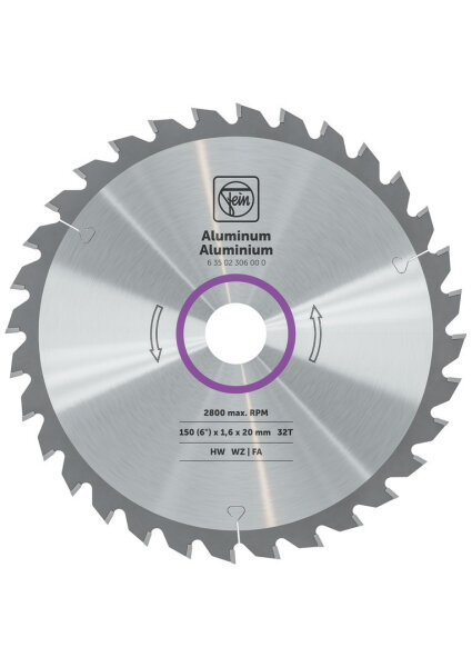 Handkreissägeblatt für Aluminium und weitere Nichteisenmetalle