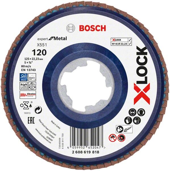 Bosch X-LOCK-Fächerschleifscheibe X551, Expert for Metal, K: 120, 125 mm