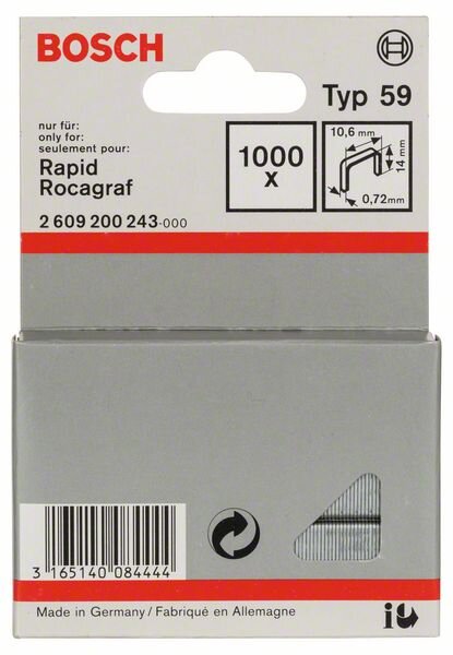 Bosch Feindrahtklammer Typ 59, 10,6 x 0,72 x 14 mm, 1000er-Pack