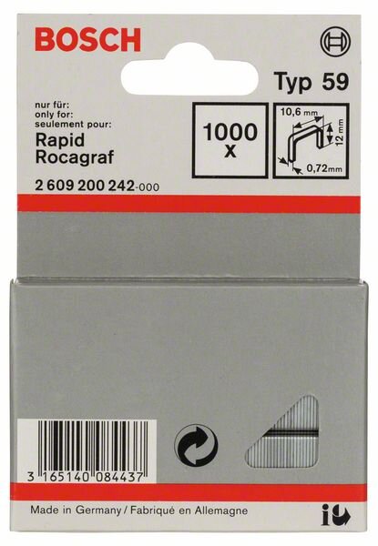 Bosch Feindrahtklammer Typ 59, 10,6 x 0,72 x 12 mm, 1000er-Pack