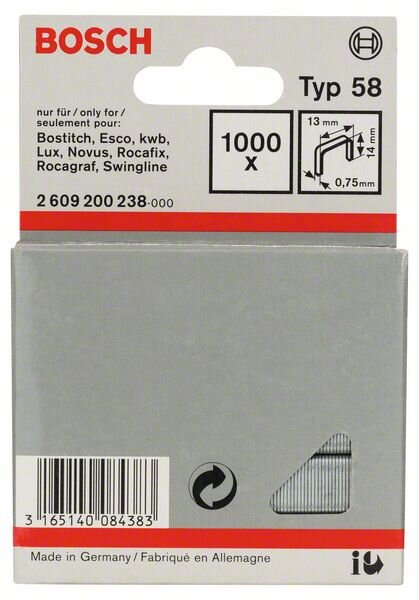 Bosch Feindrahtklammer Typ 58, 13 x 0,75 x 14 mm, 1000er-Pack