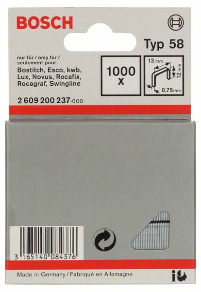 Bosch Feindrahtklammer Typ 58, 13 x 0,75 x 12 mm, 1000er-Pack