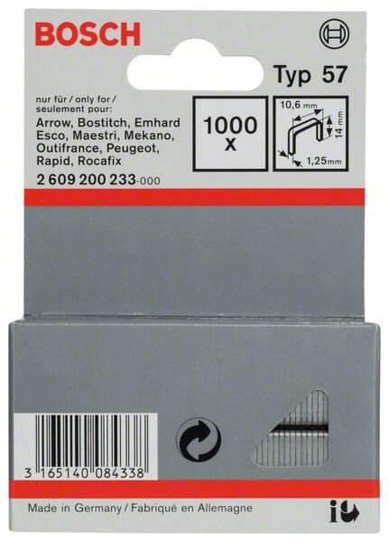 Bosch Flachdrahtklammer Typ 57, 10,6 x 1,25 x 14 mm, 1000er-Pack