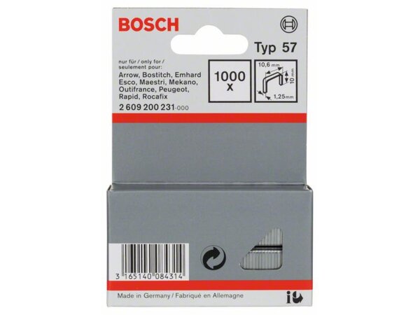 Bosch Flachdrahtklammer Typ 57, 10,6 x 1,25 x 10 mm, 1000er-Pack