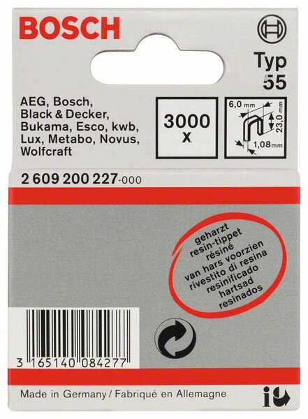 Bosch Schmalrückenklammer Typ 55, geharzt 6 x 1,08 x 23 mm, 3000er-Pack