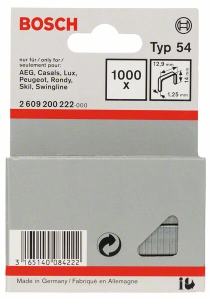 Bosch Flachdrahtklammer Typ 54, 12,9 x 1,25 x 14 mm, 1000er-Pack