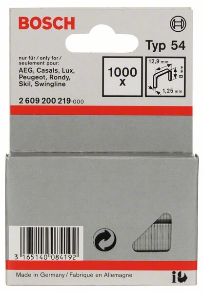 Bosch Flachdrahtklammer Typ 54, 12,9 x 1,25 x 8 mm, 1000er-Pack