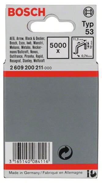 Bosch Feindrahtklammer Typ 53, 11,4 x 0,74 x 10 mm, 5000er-Pack