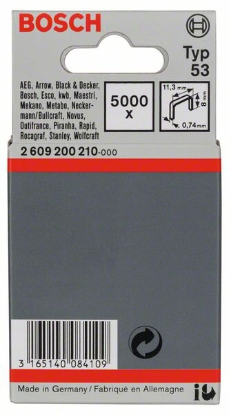 Bosch Feindrahtklammer Typ 53, 11,4 x 0,74 x 8 mm, 5000er-Pack