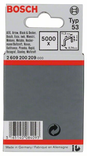 Bosch Feindrahtklammer Typ 53, 11,4 x 0,74 x 6 mm, 5000er-Pack