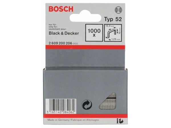 Bosch Flachdrahtklammer Typ 52, 12,3 x 1,25 x 10 mm, 1000er-Pack