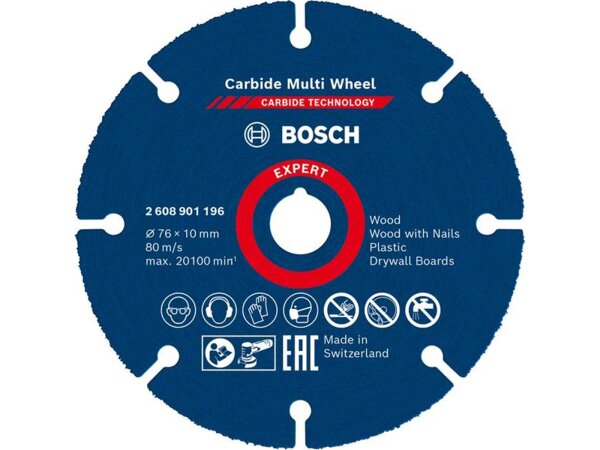 Bosch EXPERT Carbide Multi Wheel Trennscheibe, 76 mm, 10 mm. für Mini-Winkelschleifer