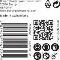 Bosch EXPERT C470 Schleifpap., 8 Löcher für Schw.schl., 93 x 186 mm, K 180, 50-tlg.