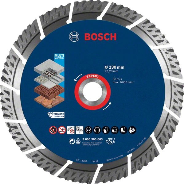 Bosch EXPERT MultiMaterial Diamanttrennscheiben, 230 x 22,23 x 2,4 x 15 mm