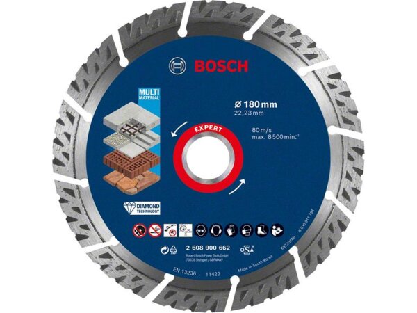 Bosch EXPERT MultiMaterial Diamanttrennscheiben, 180 x 22,23 x 2,4 x 12 mm