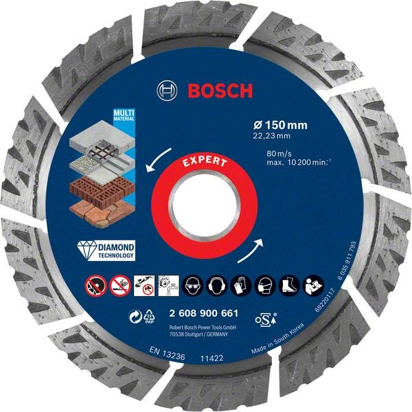 Bosch EXPERT MultiMaterial Diamanttrennscheiben, 150 x 22,23 x 2,4 x 12 mm