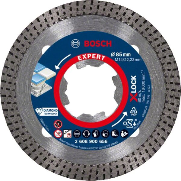 Bosch EXPERT HardCeramic X-LOCK Diamanttrennscheiben, 85 x 22,23 x 1,6 x 7 mm