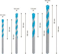 Bosch EXPERT MultiConstruction CYL-9 Bohrer-Set, 5,5/6/7/8 mm, 4-tlg.