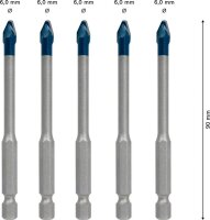 Bosch EXPERT HEX-9 HardCeramic Dachziegel-Bohrer-Set, 6 mm, 5-tlg.