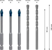 Bosch EXPERT HEX-9 HardCeramic Bohrer Mixed Set, 6 mm, 5-tlg.