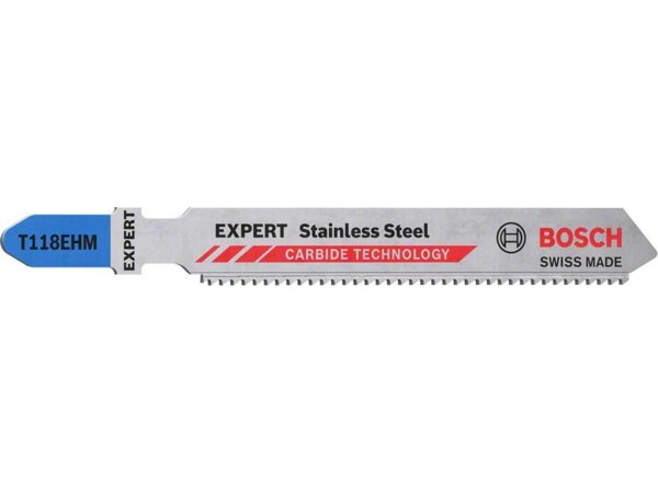 Bosch EXPERT ‘Stainless Steel’ T 118 EHM Stichsägeblatt, 3 Stück. Für Stichsägen