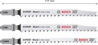 Bosch EXPERT ‘Wood 2-side clean‘ Stichsägeblatt-Set, 3-tlg., T308B/BO. Für Stichsägen