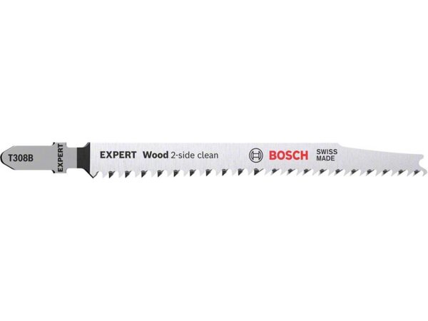 Bosch EXPERT ‘Wood 2-side clean’ T 308 B Stichsägeblatt, 3 Stück. Für Stichsägen