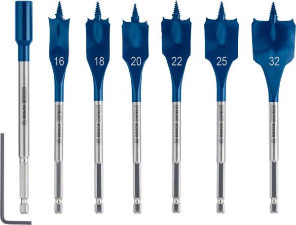 Bosch EXPERT SelfCut Speed Flachfräsbohrer-Set, 16/18/20/22/25/32 mm, 7-tlg.