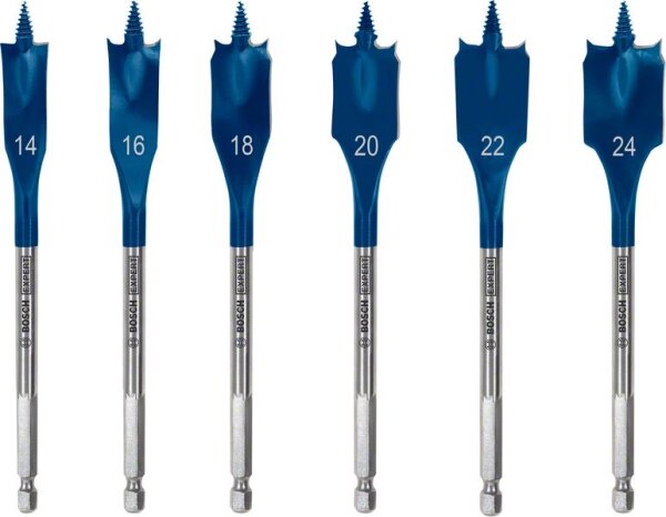 Bosch EXPERT SelfCut Speed Flachfräsbohrer-Set, 14/16/18/20/22/24 mm, 6-tlg.