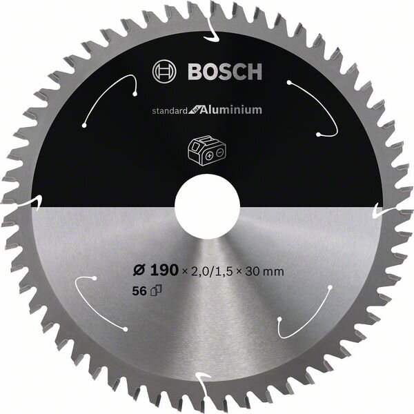 Bosch Akku-Kreissägeblatt Standard for Aluminium, 190 x 2/1,5 x 30, 56 Zähne