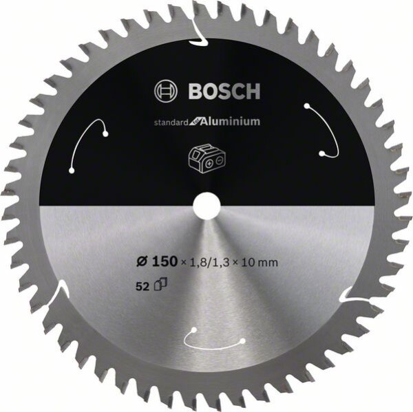 Bosch Akku-Kreissägeblatt Standard for Aluminium, 150 x 1,8/1,3 x 10, 52 Zähne