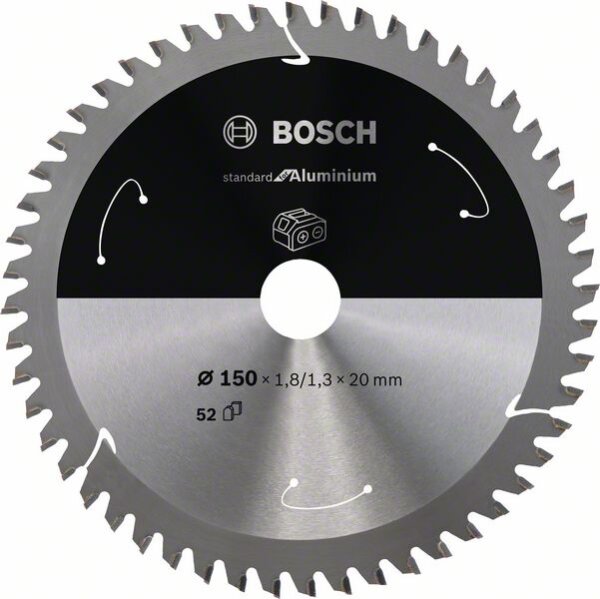 Bosch Akku-Kreissägeblatt Standard for Aluminium, 150 x 1,8/1,3 x 20, 52 Zähne