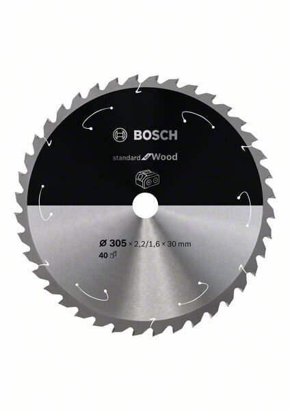 Bosch Akku-Kreissägeblatt Standard for Wood, 305 x 2,2/1,6 x 30, 40 Zähne