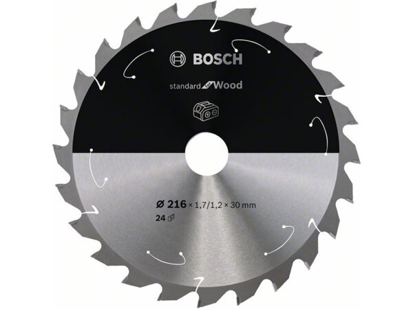 Bosch Akku-Kreissägeblatt, Standard for Wood, 216 x 1,7/1,2 x 30, 24 Zähne