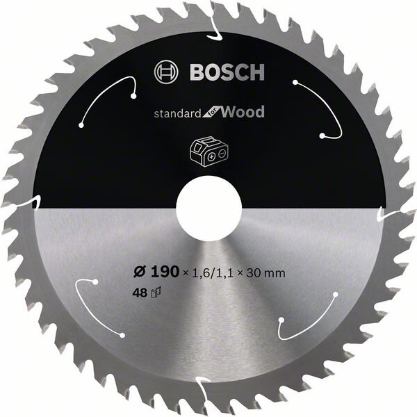 Bosch Akku-Kreissägeblatt Standard for Wood, 190 x 1,6/1,1 x 30, 48 Zähne