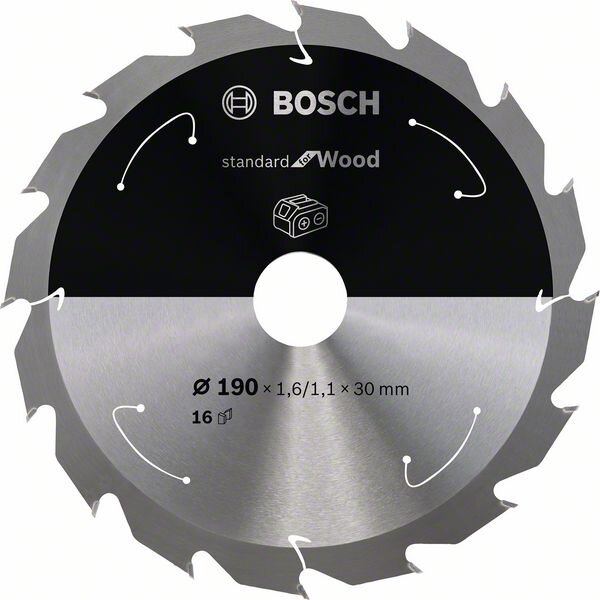 Bosch Akku-Kreissägeblatt Standard for Wood, 190 x 1,6/1,1 x 30, 16 Zähne