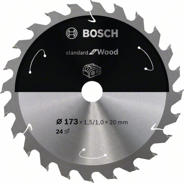 Bosch Akku-Kreissägeblatt Standard for Wood, 173 x 1,5/1,0 x 20, 24 Zähne