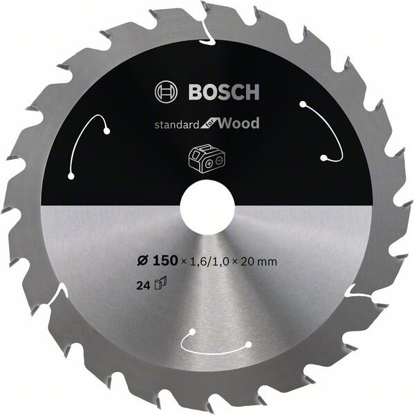 Bosch Akku-Kreissägeblatt Standard for Wood, 150 x 1,6/1 x 20, 24 Zähne