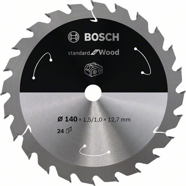 Bosch Akku-Kreissägeblatt Standard for Wood, 140 x 1,5/1 x 12,7, 24 Zähne