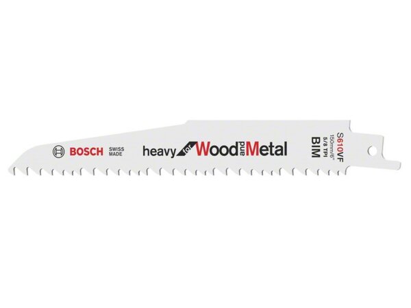 Bosch Säbelsägeblatt S 610 VF, Heavy for Wood and Metal, 5er-Pack