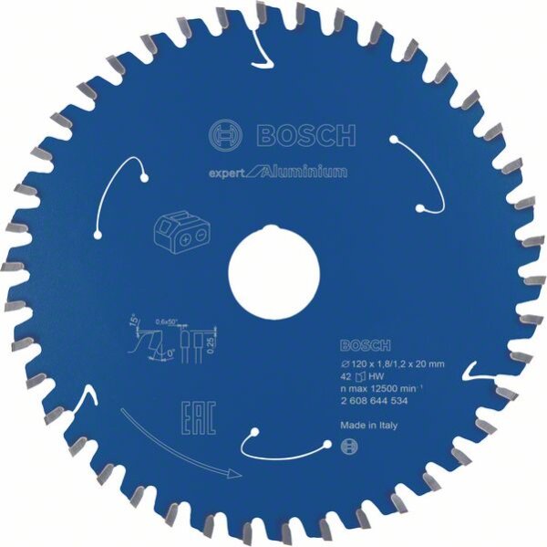 Bosch Akku-Kreissägeblatt Expert for Aluminium, 120 x 1,8/1,2 x 20, 42 Zähne