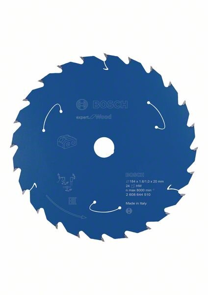 Bosch Akku-Kreissägeblatt Expert for Wood, 184 x 1,6/1 x 20, 24 Zähne