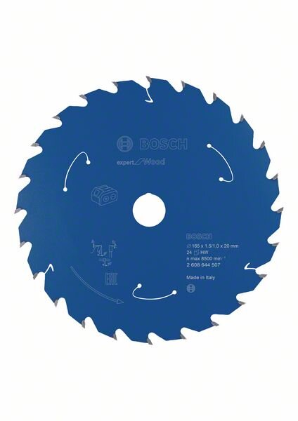 Bosch Akku-Kreissägeblatt Expert for Wood, 165 x 1,5/1 x 20, 24 Zähne