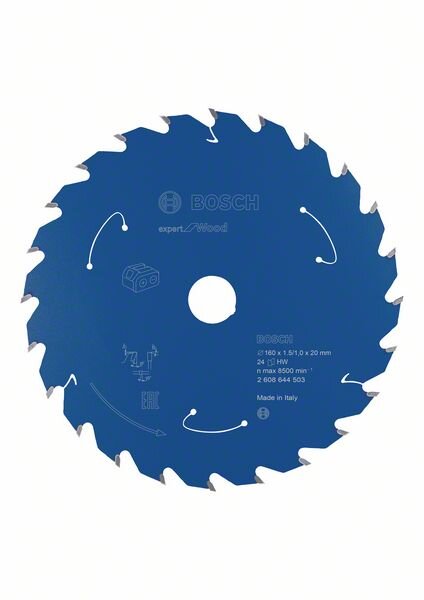 Bosch Akku-Kreissägeblatt Expert for Wood, 160 x 1,5/1 x 20, 24 Zähne