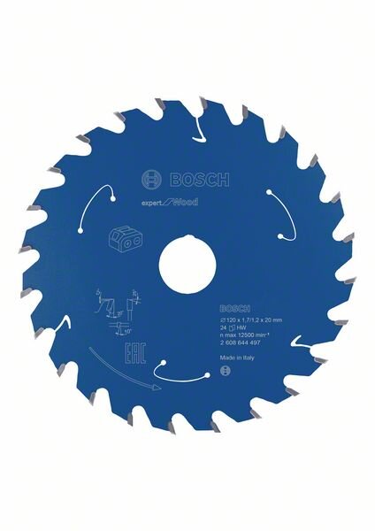 Bosch Akku-Kreissägeblatt Expert for Wood, 120 x 1,7/1,2 x 20, 24 Zähne