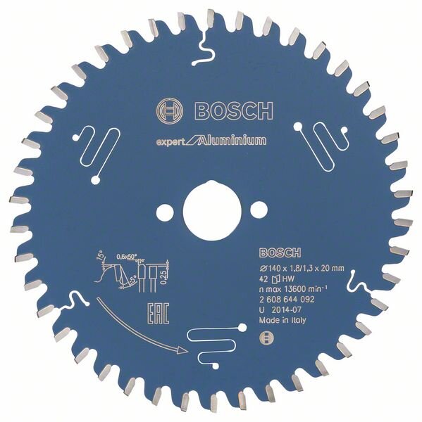 Bosch Kreissägeblatt Expert for Aluminium, 140 x 20 x 1,8 mm, 42